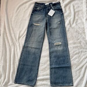 KanCan Distressed Wide Leg Jeans in Medium Blue